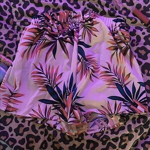 Tropical Leaf Print Shorts